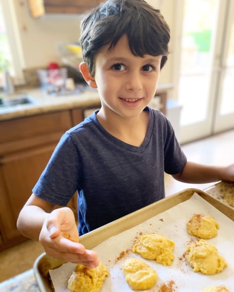 boy baking cookies