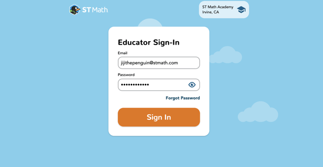 ST Math Academy Sign in