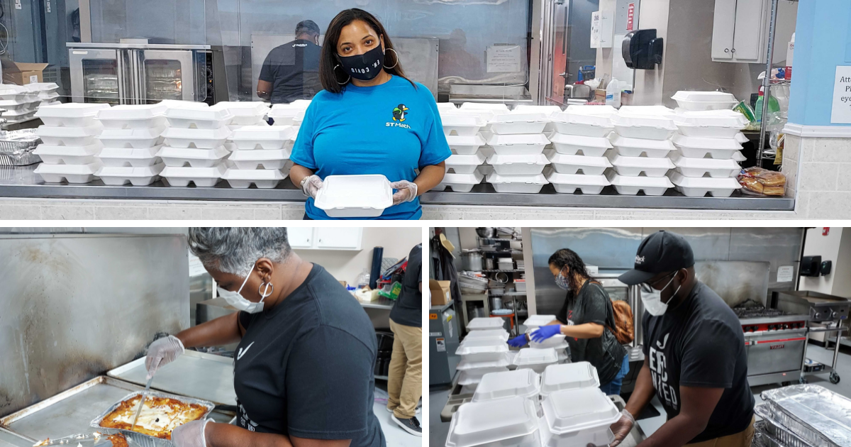 Mio Nunez uses her volunteer time to serve food to those in need